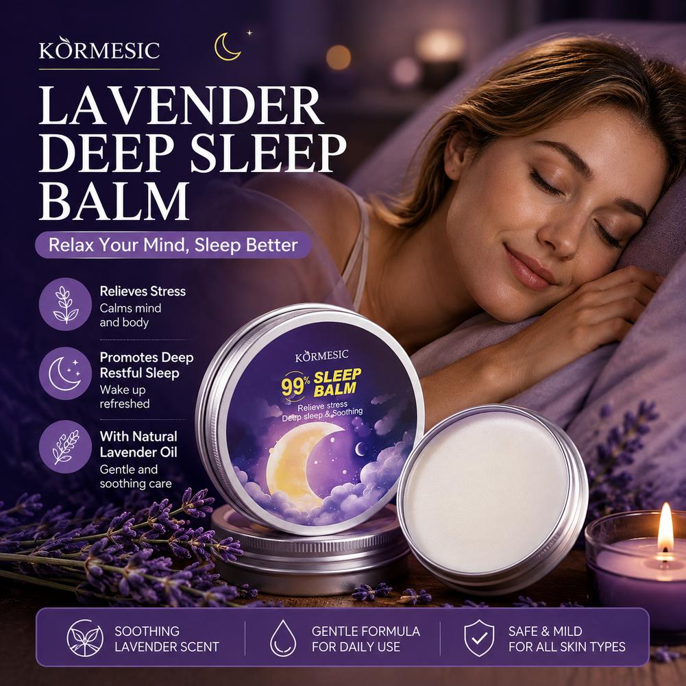 Lavender Oil - บาล์มลาเวนเดอร์สำหรับการนอนหลับลึก บรรเทาอาการนอนไม่หลับ น้ำมันหอมระเหย ช่วยผ่อนคลาย ลดความเครียด ครีมบำรุงผิวสำหรับกลางคืน