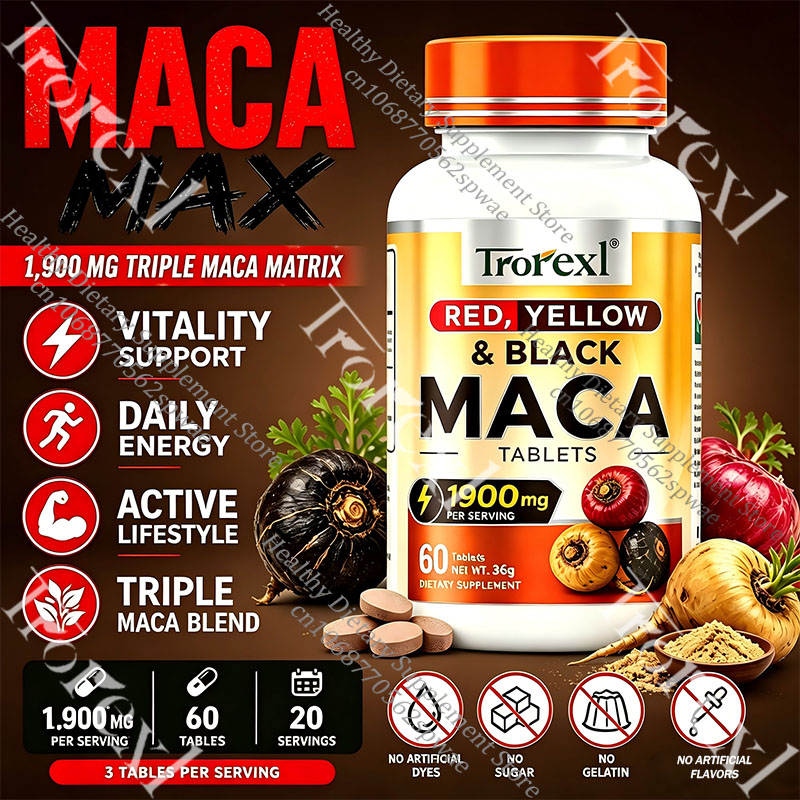 Herbal Supplement - เม็ดมาคาธรรมชาติ - ช่วยเสริมสร้างความมีชีวิตชีวาและสมรรถภาพทางร่างกาย ปรับสมดุลฮอร์โมน และส่งเสริมสุขภาพโดยรวม
